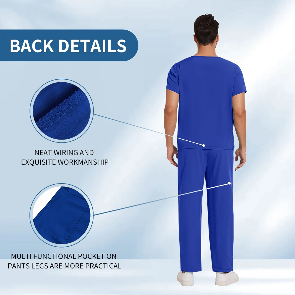 Niaahinn Scrubs Medical Durable Uniforms V-neck Pet Grooming Working Clothes Short-sleeved Suits Breathable Fabric Medical Suits