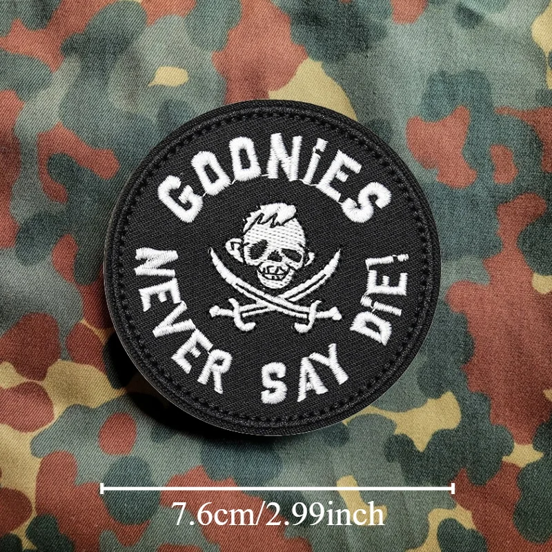 رقعة تكتيكية مطرزة "Goonies Never Say Die" للمعدات العسكرية وحقائب الظهر وشرائط الذراع