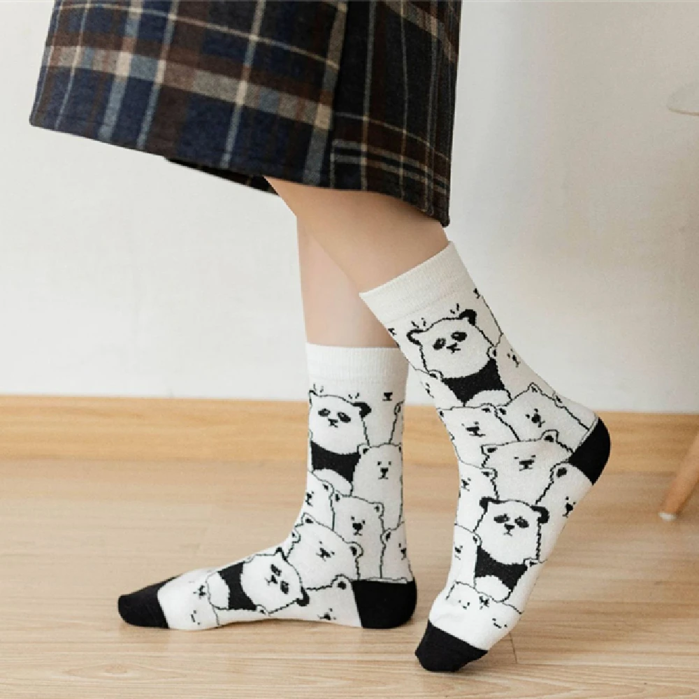 New Women Cute Cartoon Panda Bear Socks Harajuku Skateboard Hipster Streetwear Dance Sport College Style Dropship