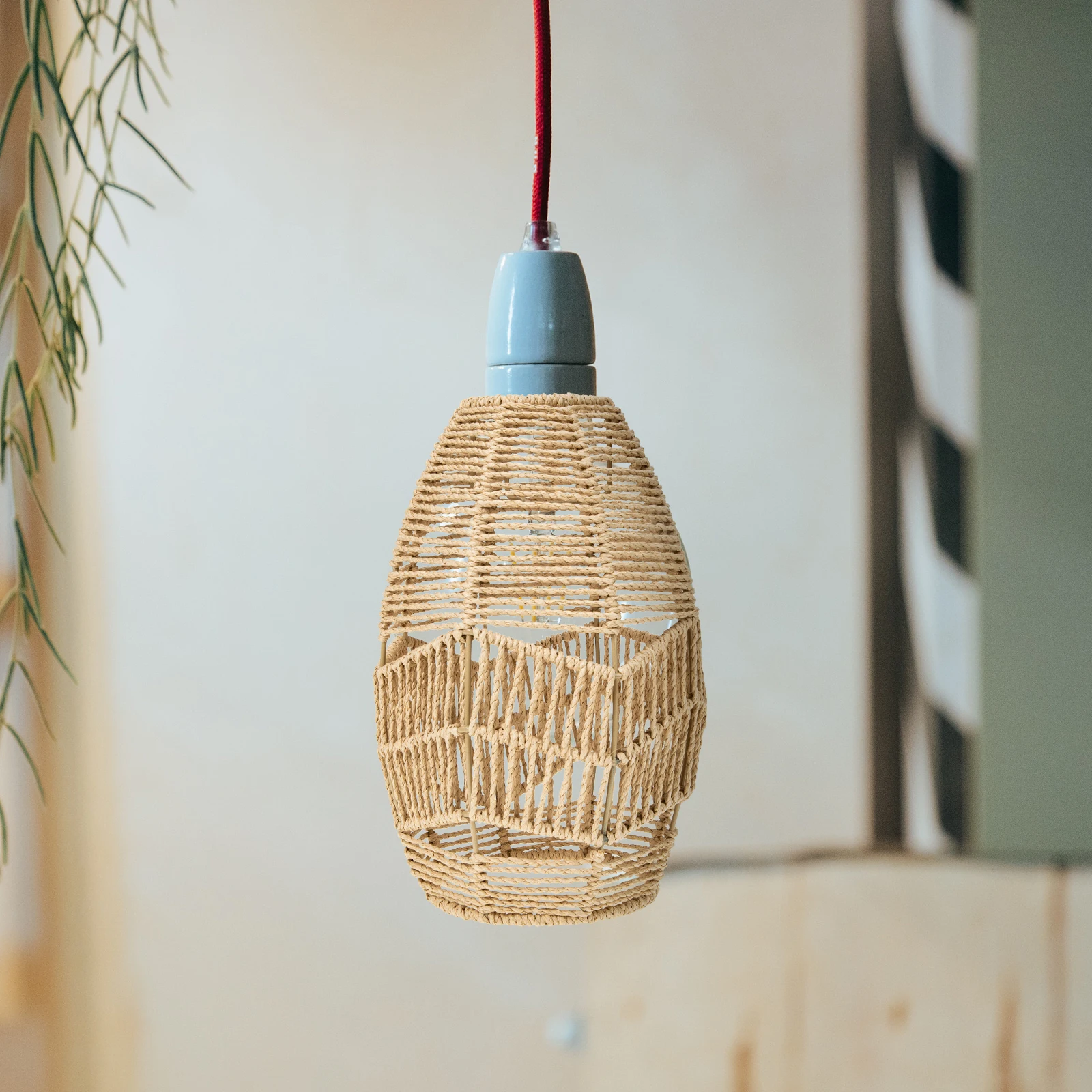 

Rattan Lampshade Woven Light Cover Home Hotel Bar Decor Hanging Ch Vintage Protector Easy Install