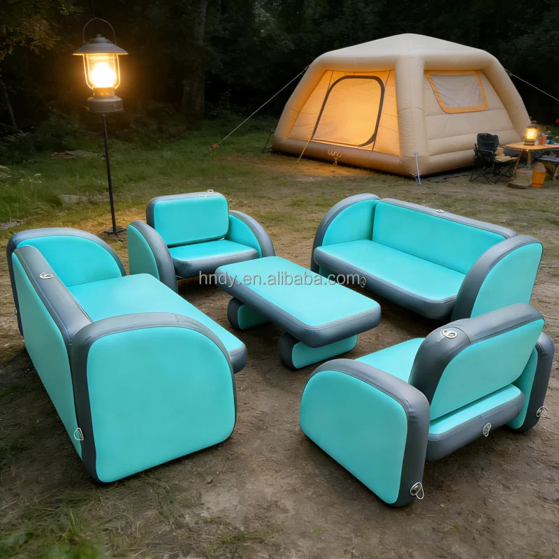 Coofull PVC Inflatable Floating Dock Air Sofa and Table Chairs Modern Design Waterproof for Exterior Camping Use
