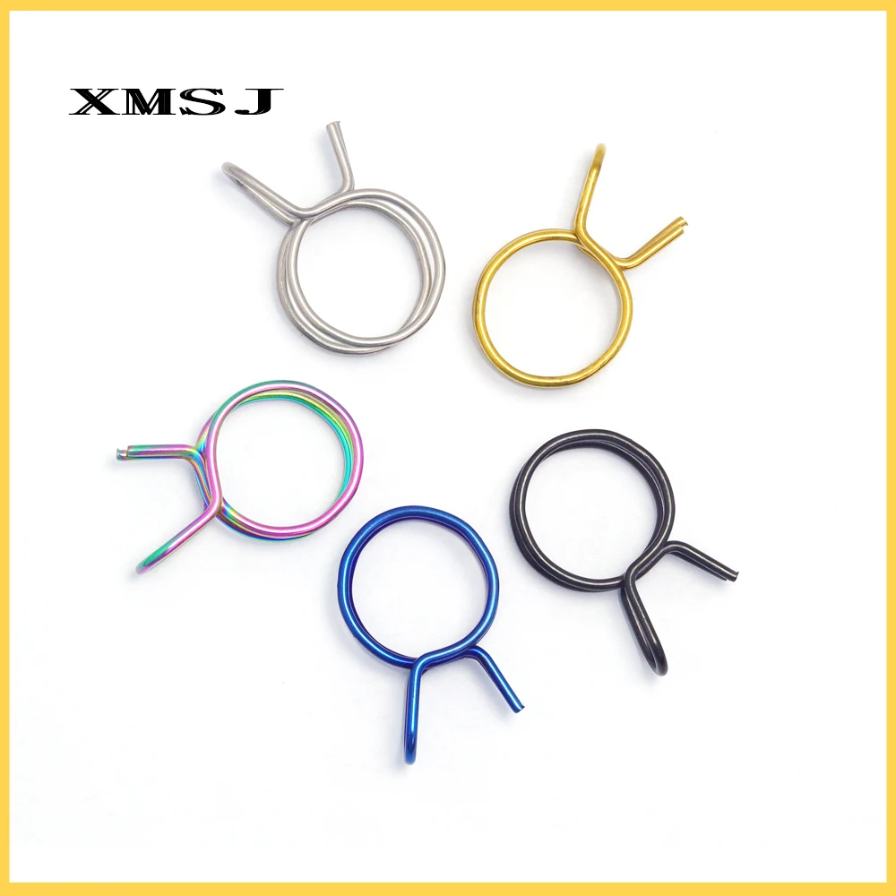 XMSJ Upper Pump Tubing Air Filter Waste Oil Pipe Fuel Line Spring Clips Clamps Sealing Hose Motorcycle Clips Clamp 4pcs