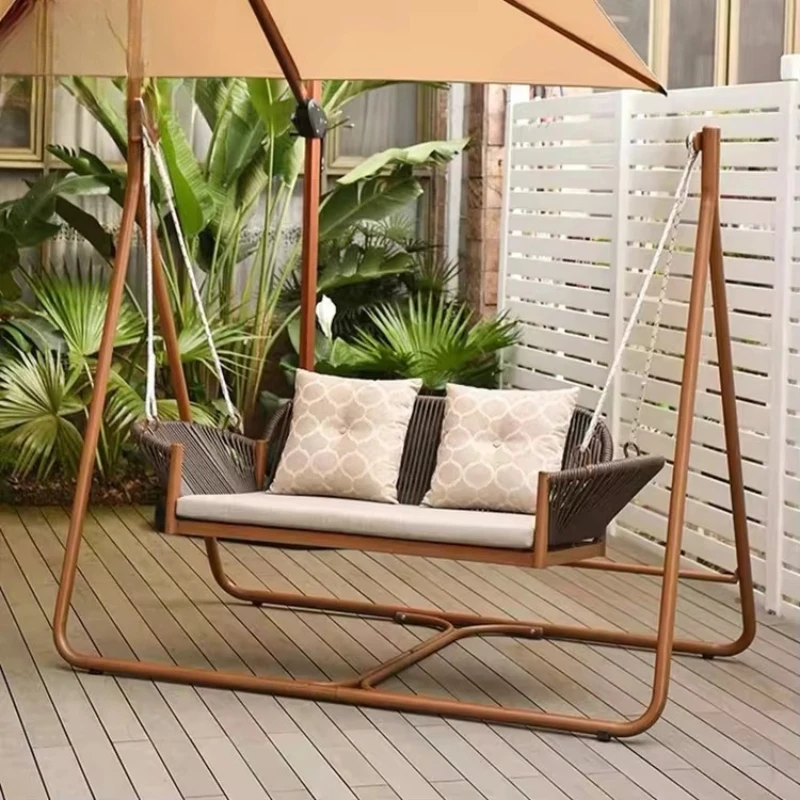 

Outdoor Garden Aluminum Frame Rattan Hanging Chair with Bracket
