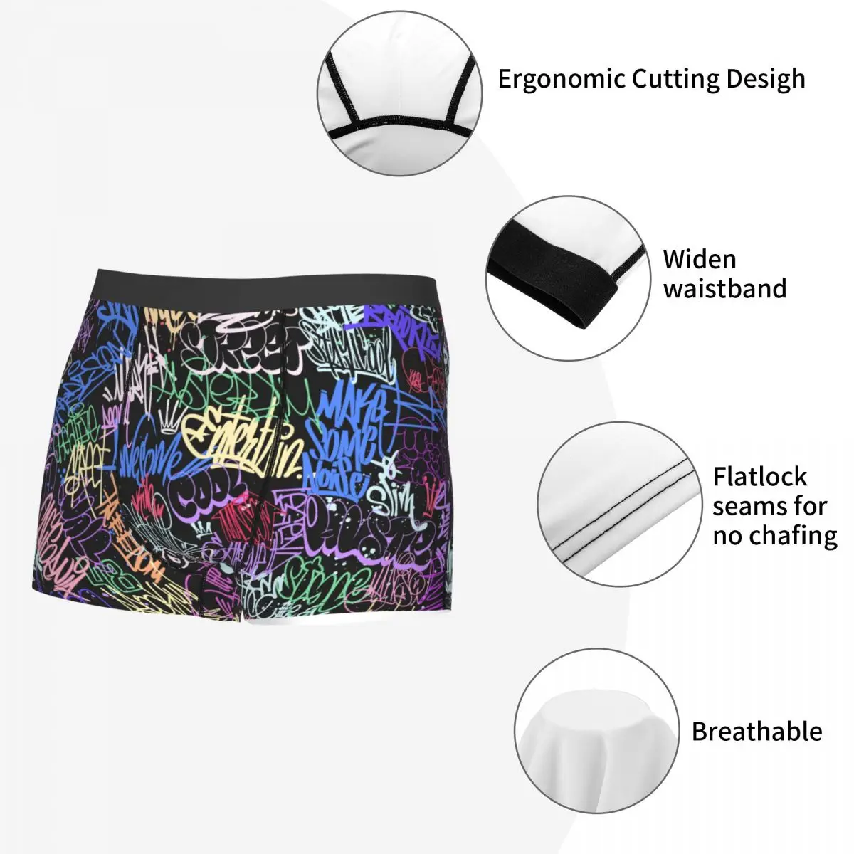 Custom Colorful Street Graffiti Wall Tags Art Boxer Shorts For Men Sexy 3D Printed Underwear Panties Briefs Soft Underpants view 5