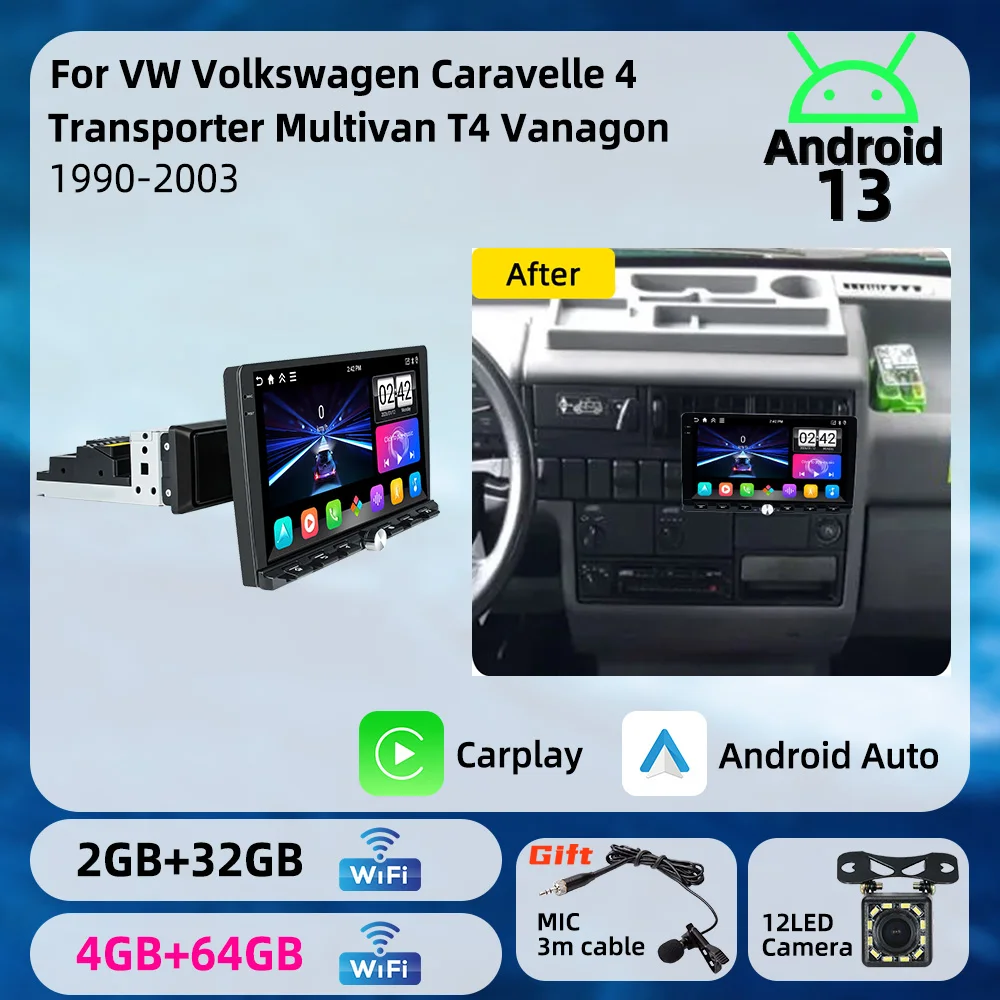Car Multimedia 1din Android Radio Stereo for VW Volkswagen Caravelle 4 Transporter Multivan T4 Vanagon 1990-2003 9