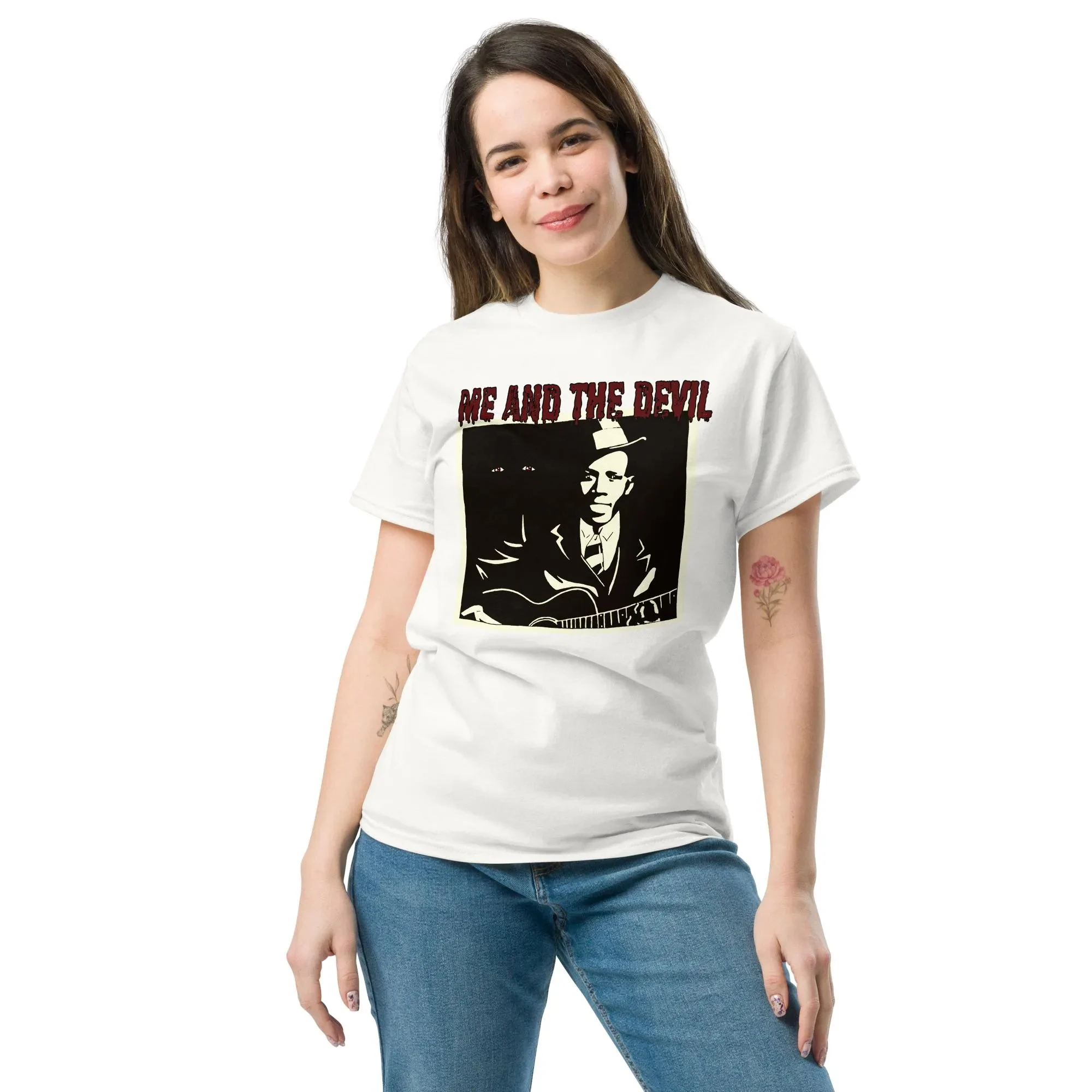 

T-shirt - "Me and The Devil" - Robert Johnson Blues Collection: Midnight Swamp Casual T-shirts for Men and Women
