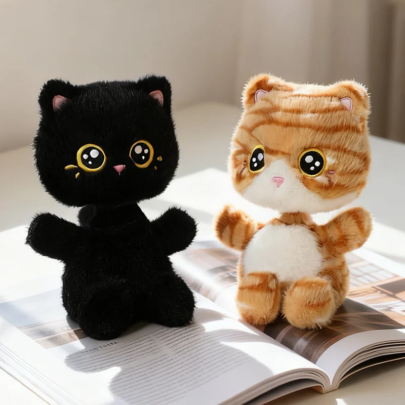 20cm Wackelkopf-Plüschtier Serie: Calico-Katze, Siamesische Katze, Schwarze Katze, Weiche Stoffpuppe, Auto-Ornament, Kinderspielzeug