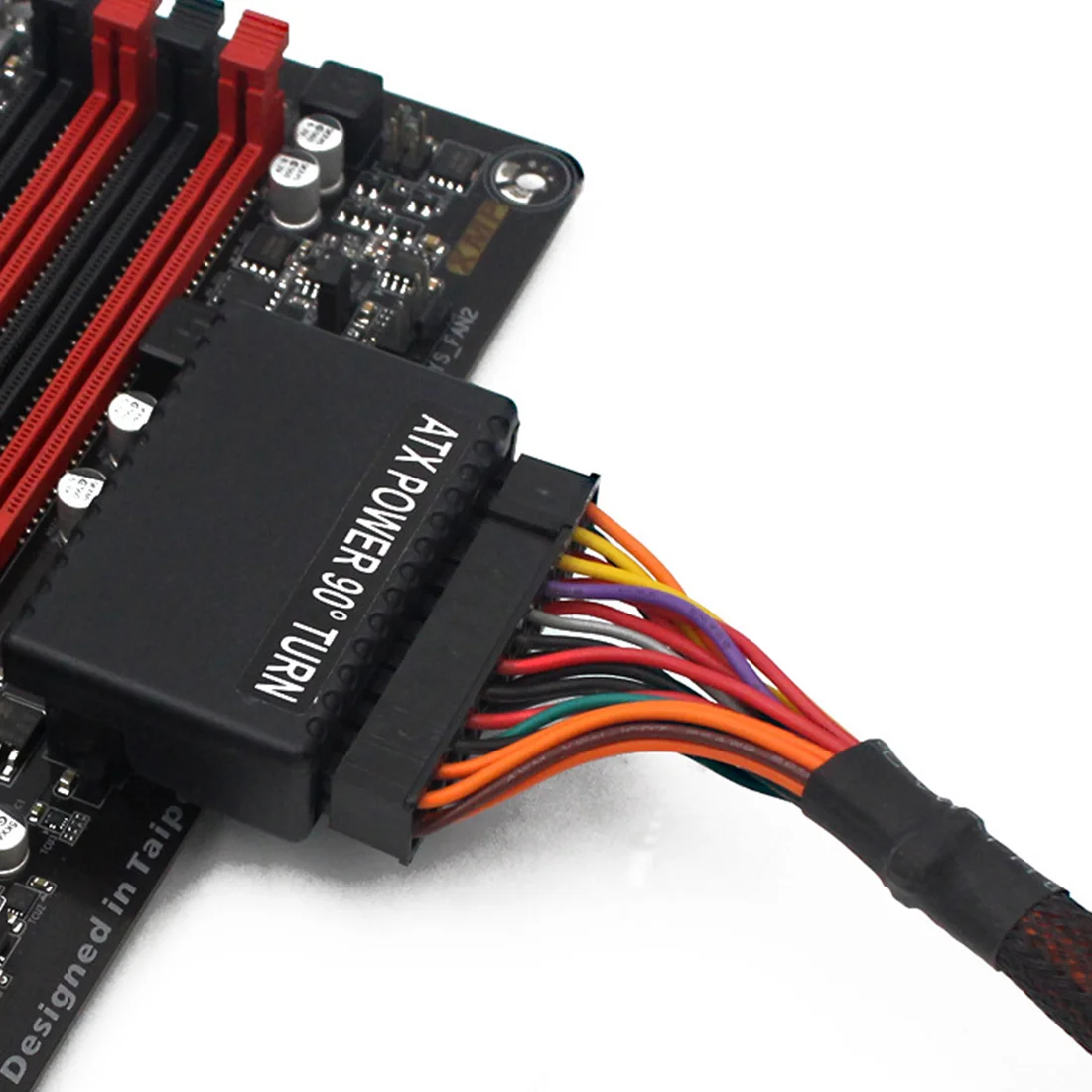 Atx 24 pinos para 90 graus adaptador de tomada de alimentação mainboard placa-mãe conectores de cabo de alimentação diy acessório de montagem