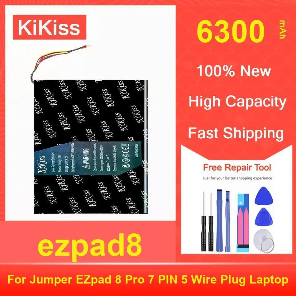

Kikiss Battery 6300Mah Ezpad8 For Jumper Ezpad 8 Pro 7 PIN 5 Wire Plug Laptop