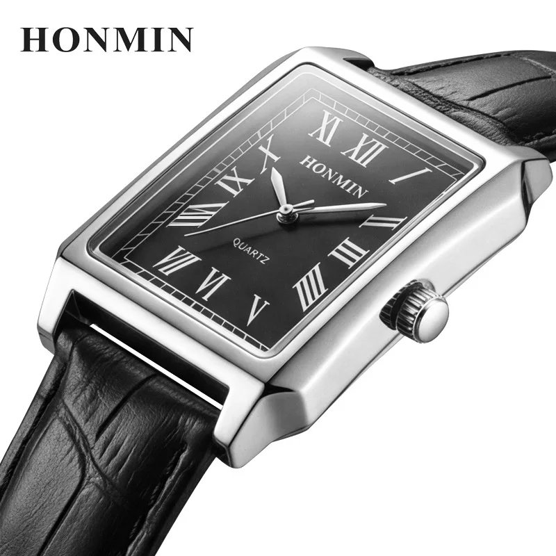 

Brand waterproof new men's watch casual versatile square quartz watch belt men's watch
