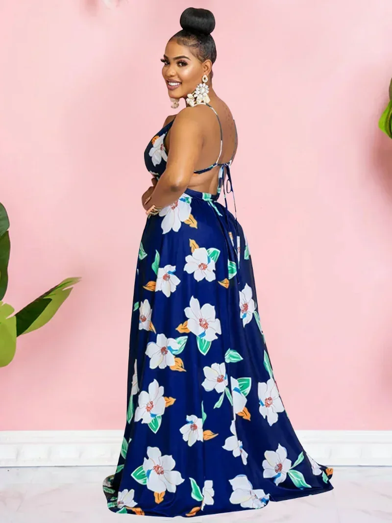 เดรสยาวทรงสวิง สายเดี่ยว คอลึก เปิดหลัง เอวสูง เหมาะสำหรับใส่ไปเที่ยวทะเล วันหยุดพักผ่อน หรืองานปาร์ตี้