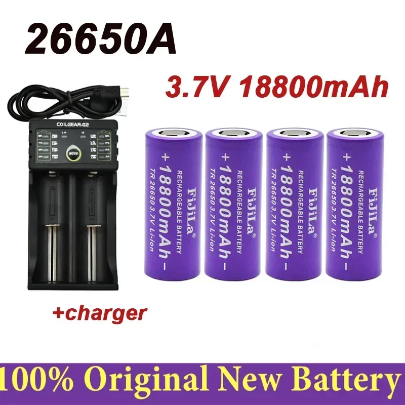 

new 3.7V 26650 battery 18800mAh LED flashlight lithium-ion charging battery flashlight lithium-ion battery+charger