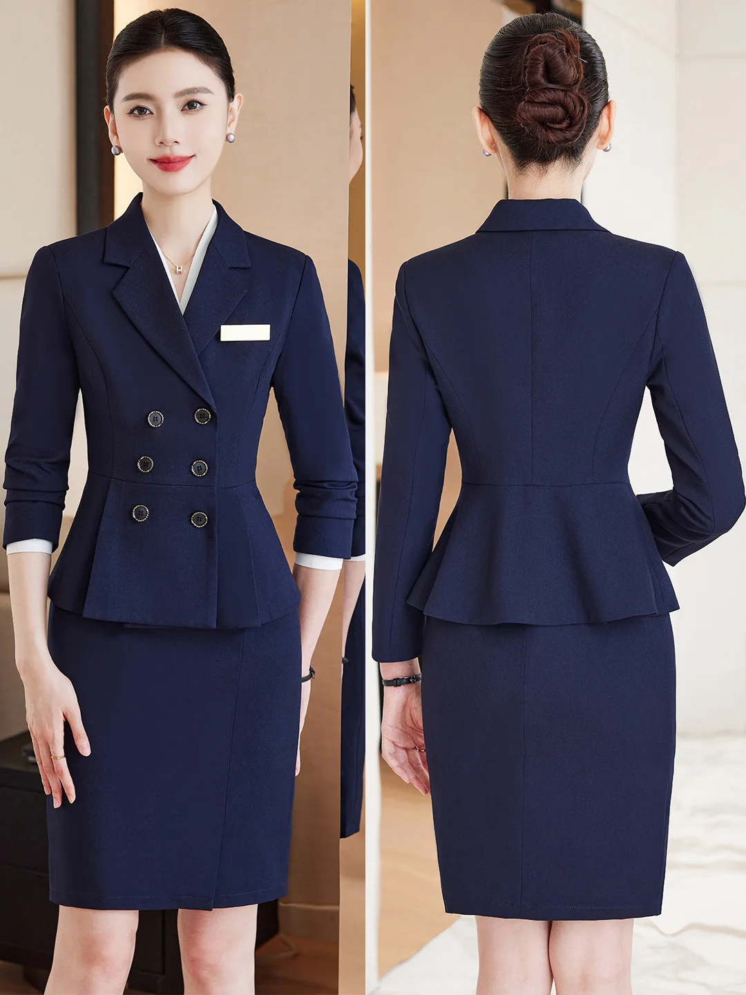 Elegant Professional Suiting Women's Spring Workwear Jewelry Store Uniform Beauty Consultant Hotel Manager Front Desk Reception