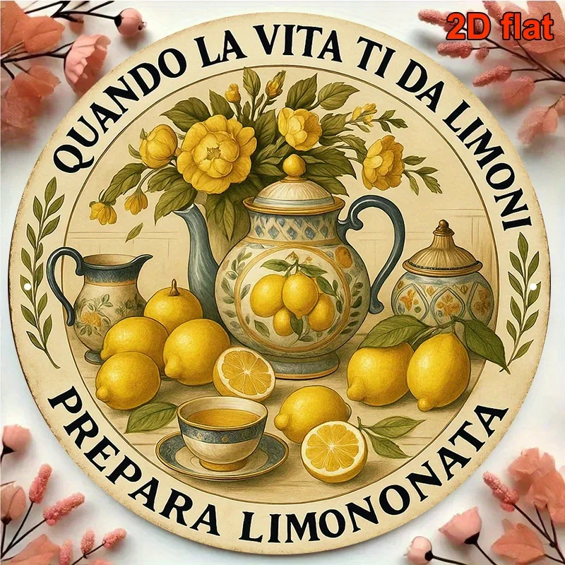 2D Flat, Vintage Italian Lemonade Wall Sign - Italian Language 