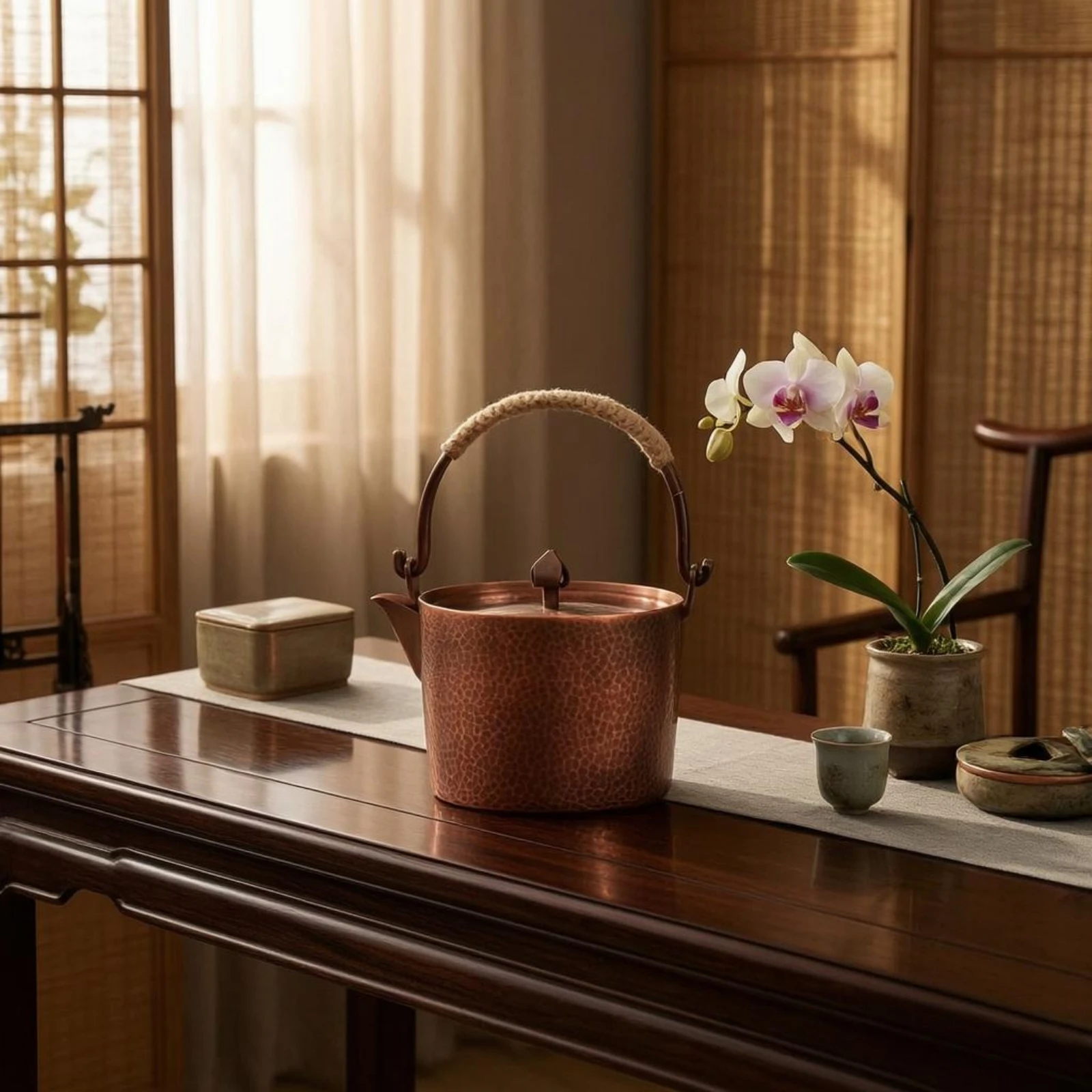 Hammered Copper Kettle Textured Surface Copper Tea Kettle Kitchenware