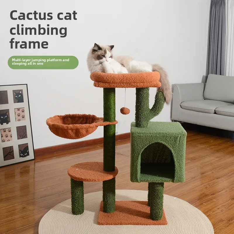 

Cat tower tree Multi Level Cactus Cat Tree Scratcher Climbing Frame Compact Design Manufacturer Direct