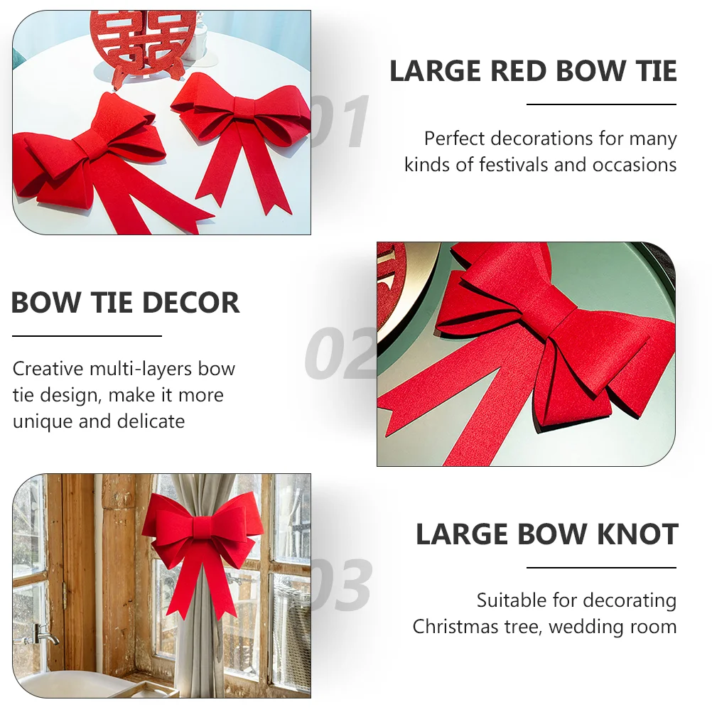 Bow Tie Decor Large Knot Christmas Tree Garland Outdoor Curtain Felt Party Red Miss Wedding Favours