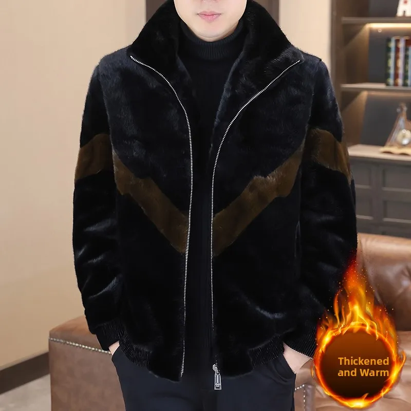 

Waterproof Men's Fur Jaet Thiened Fce Casual Outerwear Autumn Winter Youth High-ade Leisure Coat Zipper Closure Long...