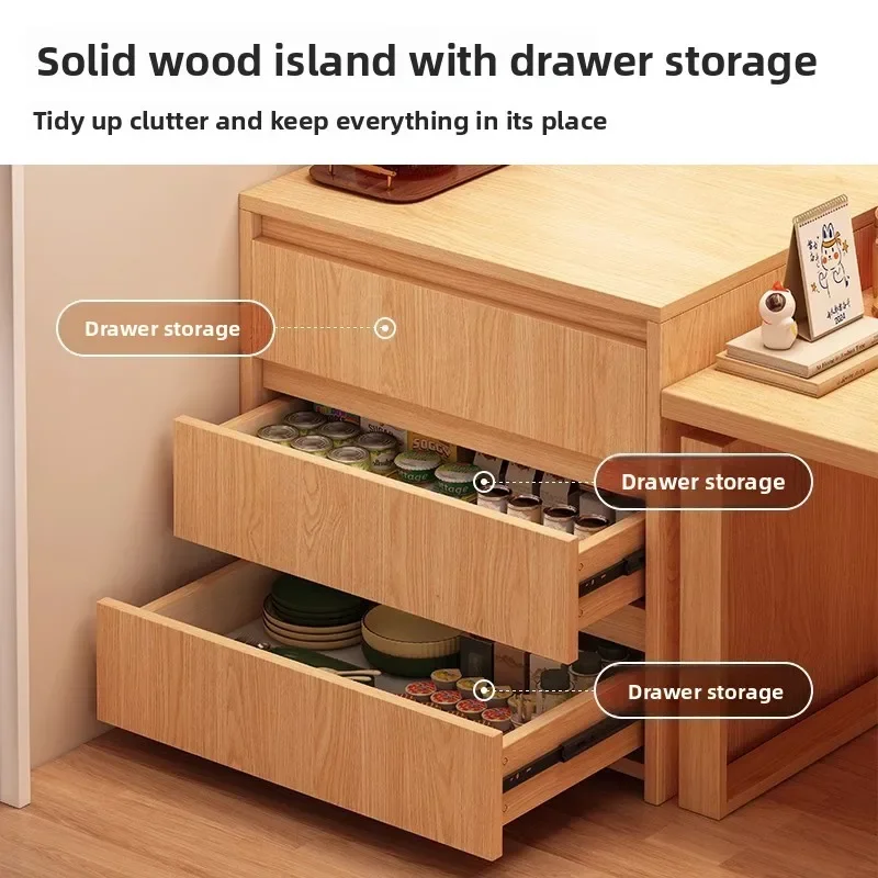 Solid wood island dining side cabinet dining table integrated household small apartment one table and four chairs