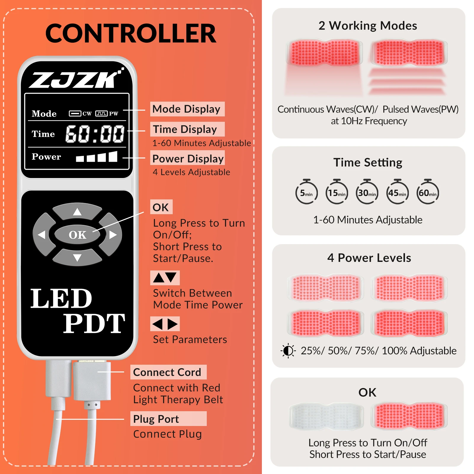 ZJZK Home Red Light Therapy Device, Painel Home em Casa, Almofada De Calor Da Cintura, Pescoço Promover Proteína, Fibra De Colágeno