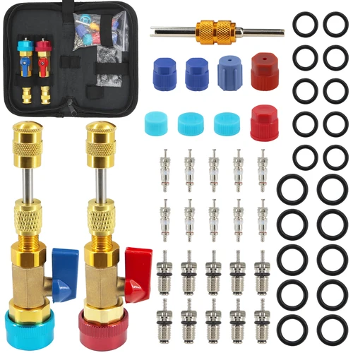 Instalador de núcleo de válvula R134a, herramienta de reparación rápida de alta y baja presión para aire acondicionado de coche, núcleos de válvula de refrigeración, tapas A/C