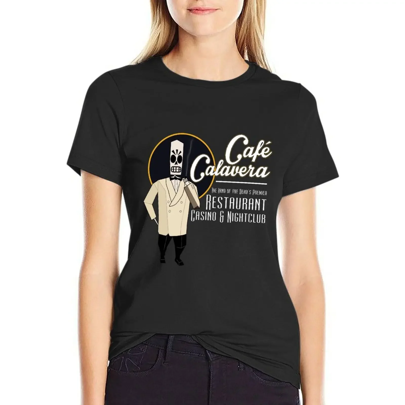 

Cafe Calavera T-Shirt lady clothes customs design your own funnys summer top white t-shirt dress for Women sexy