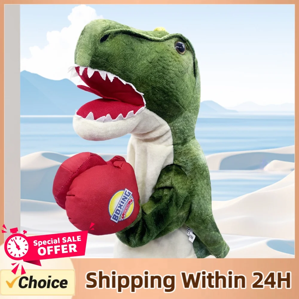 Plush Shark Hand Puppet Animal Boxing Toy with Sound Effects for Pet Interactive Dragon Dog Soft Stuffed
