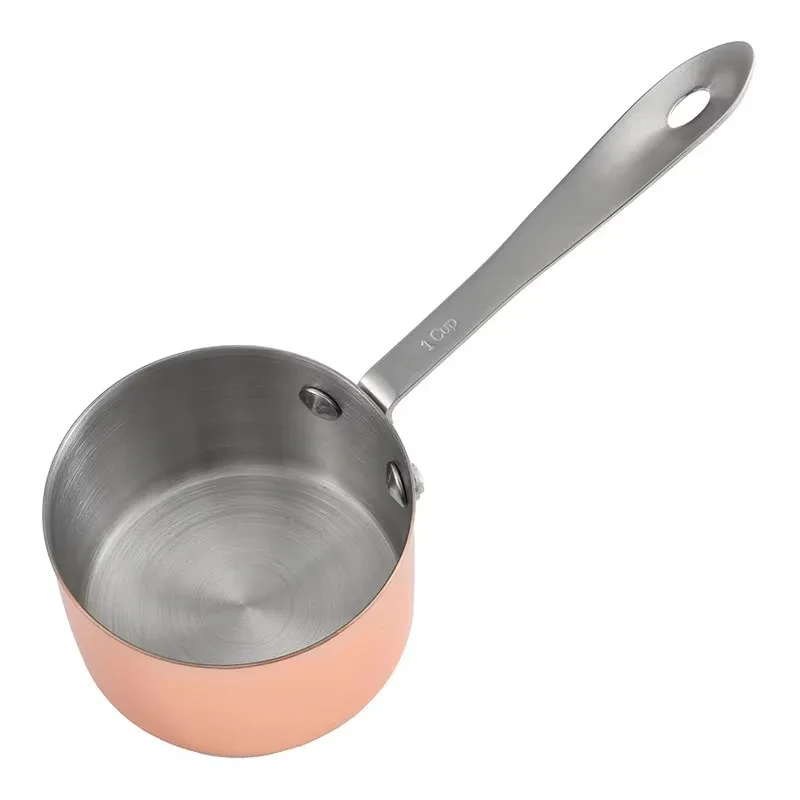 Measuring Cup Metal 304 Stainless Steel Thickened Long Handle Baking Measuring Spoon Copper Jigger Kitchen Accessories