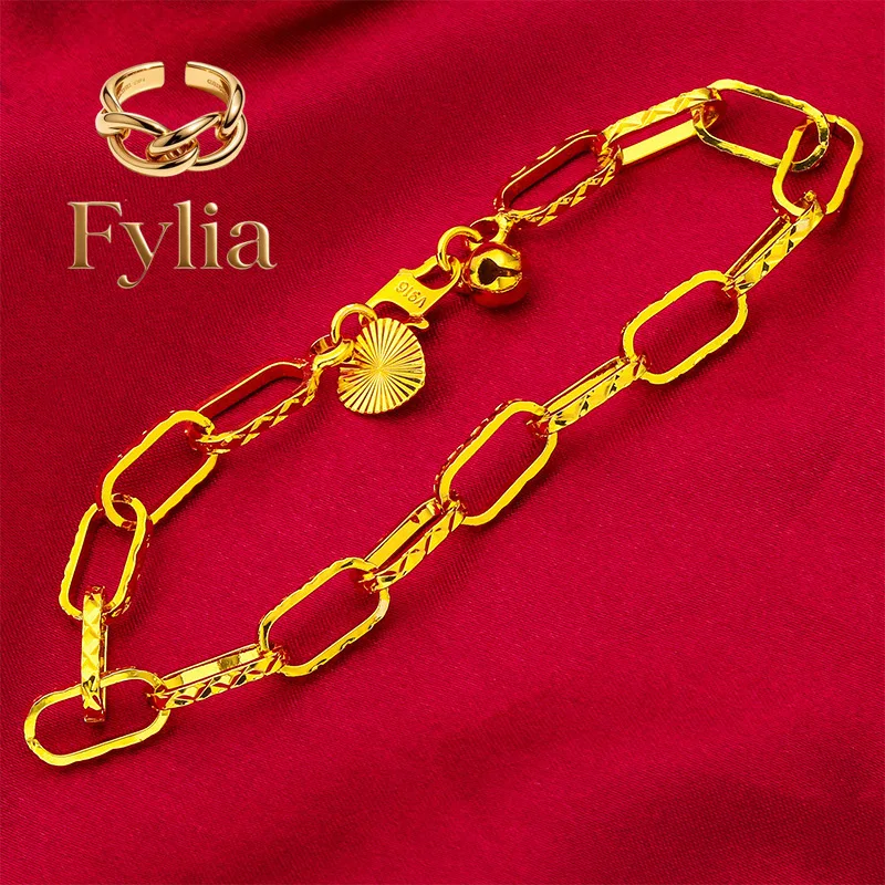 

Fylia Jewelry 24K Gold Starry Sky Bracelet | AU999 Pure Gold, micro-set diamonds sparkle like stars, shiny chain, romantic for