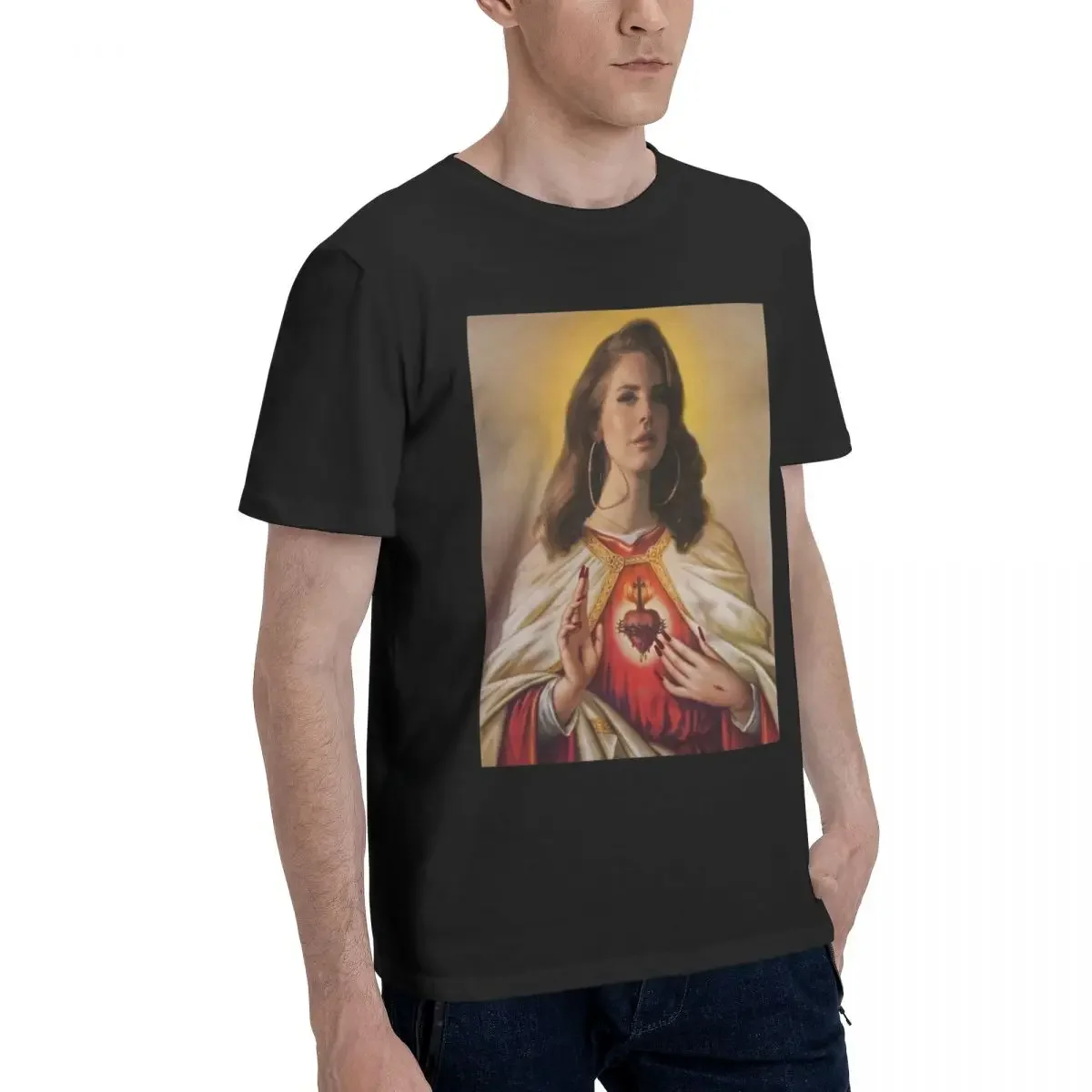 Lana Del Rey Saint Men T Shirt Awesome Tee Shirt Short Sleeve Round Collar T-Shirts Cotton Gift Tops