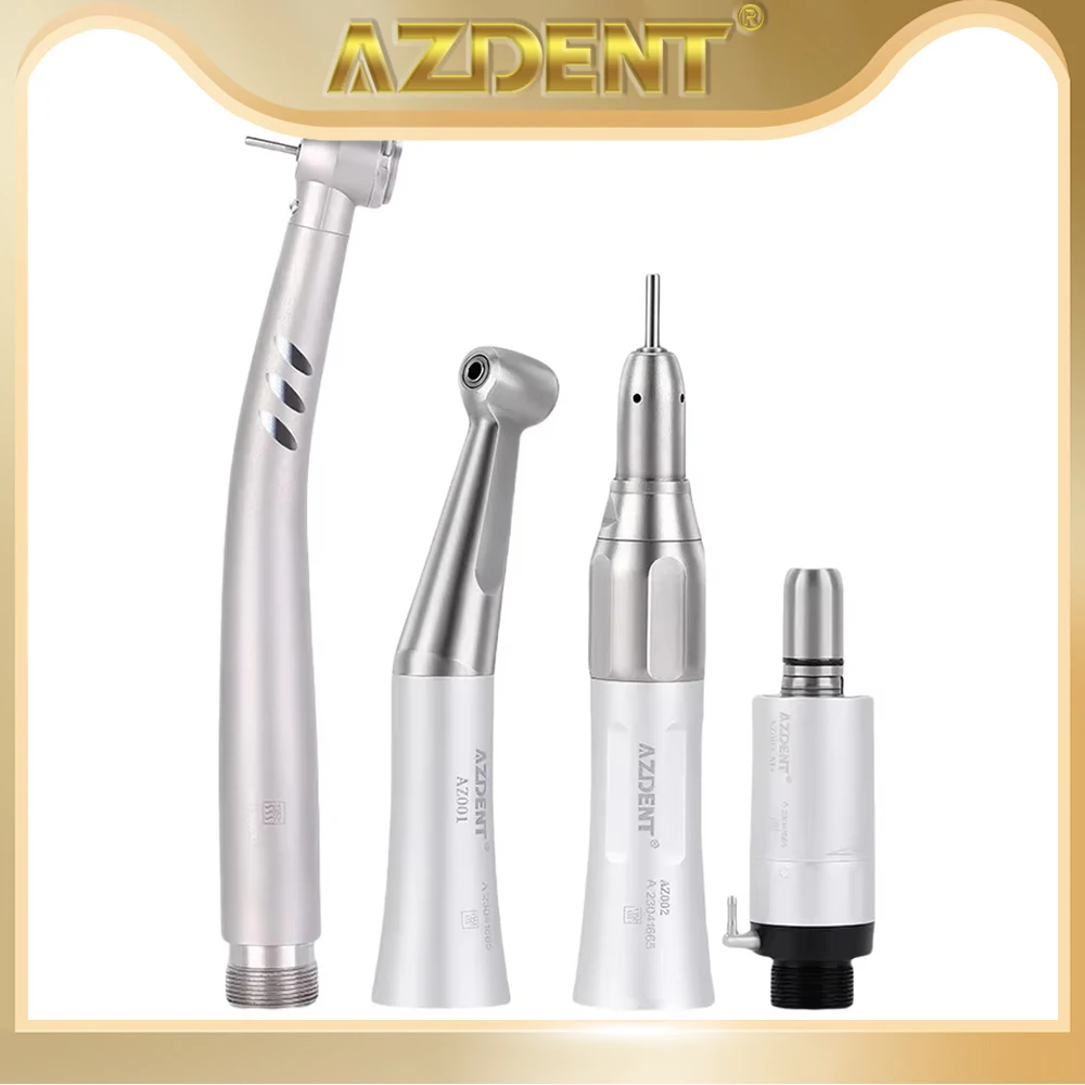 Azdent Dental High & Low Speed Handpiece Kit with LED Straight Contra Angle 3 Water Spray Air Turbine 4 Hole 2 Hole Dentist Lab