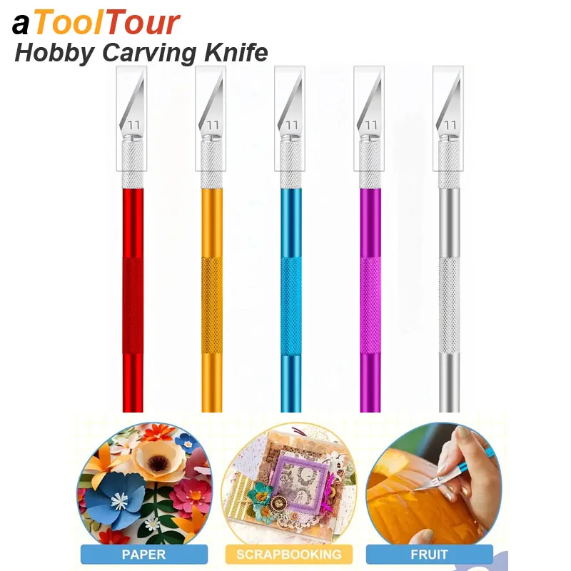 Engraving Exacto Knife Set Metal Fruit Food Hobby Sculpture Scalpel Stationery Office Handle Blade 11 Carving Craft Art DIY Tool