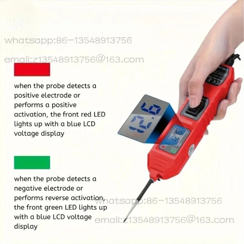 Automotive circuit tester and automotive power circuit probe kit with voltage display LED lights. Spot