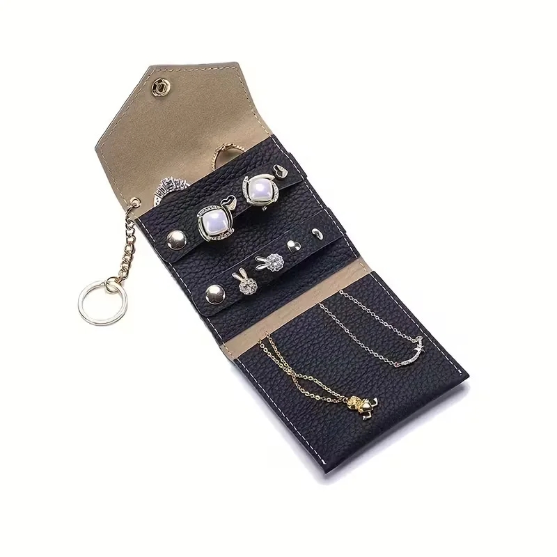 Pu Leather Jewelry Storage  Travel Jewelry Case Leather Jewelry Roll Bag Luxurious For Travel Gift For Women Carry-On Bag