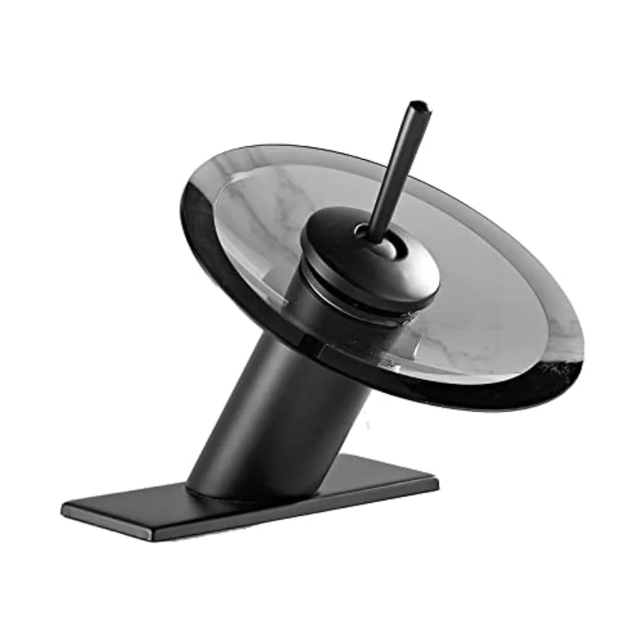 

Bathroom Faucet Glass Spout Waterfall Single Handle One Hole Bath Sink Faucet Vanity Lavatory Basin Mixer Tap with Cover Plate