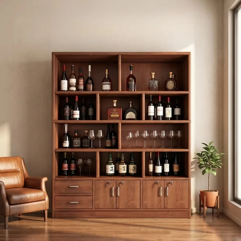 

sales modern minimalist style can be designed oak solid wood environmental protection large-capacity storage wine cabinet