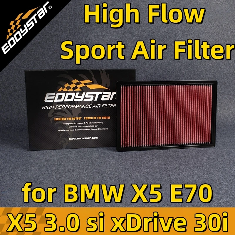 High Flow Sport Air Filter for BMW X5 E70 3.0 SI XDrive 30i Washable Racing Intake Filters