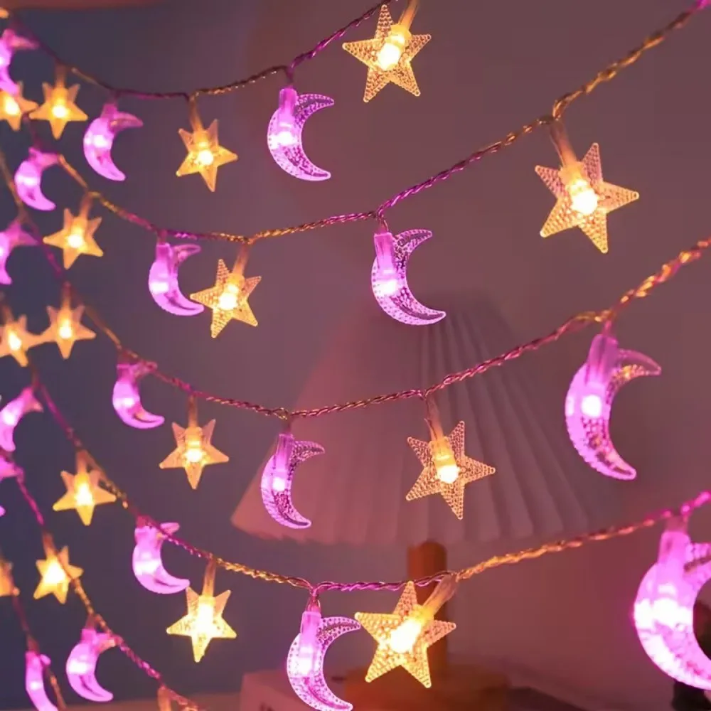 1PC 1.5M/3M/4.5M Star and Moon Light String, Powered by AA Batteries (Excl), Used for Bedroom, Living Room and Party Decoration image 3