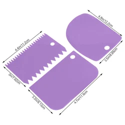 3pcs/set Scraper Plastic Cream Spatula DIY Cake Decorating Tool Home Bakery Baking Supplies, Purple