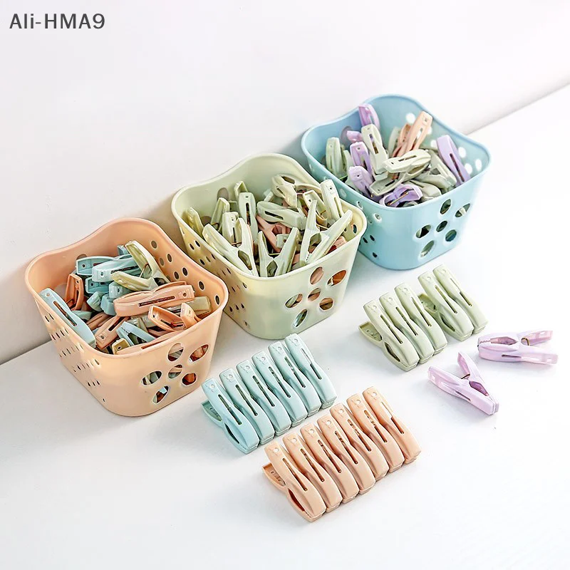 

30Pcs Plastic Clothes Pegs Laundry Clothespin Clothes Pins Storage Organizer Quilt Towel Clips Spring With Basket Cabides Hanger