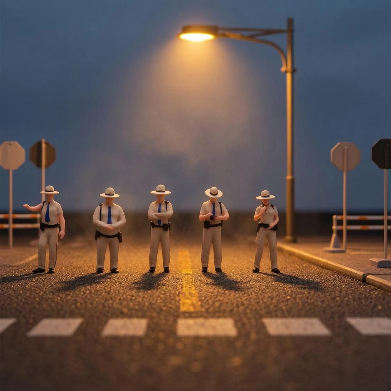 5Pcs 1/64 Police Figure Model Realistic Resin Tiny People Model with Poses Diorama Figure for Architectural Building Sand Table
