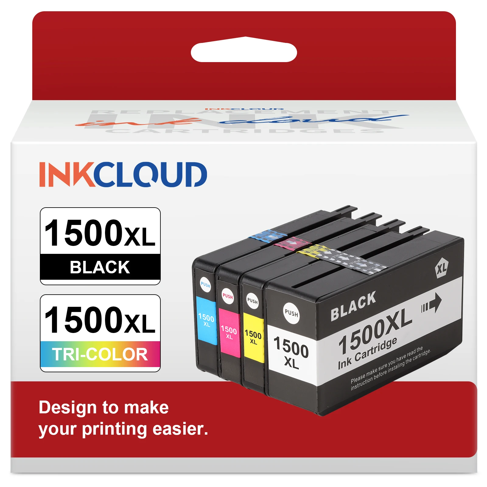 INKCLOUD cartouche d'encre 1500 XL Compatible pour Canon 1500XL MB2150 MB2050 MB2300 MB2000 MB2350 MB2755 MB2155 MB2750