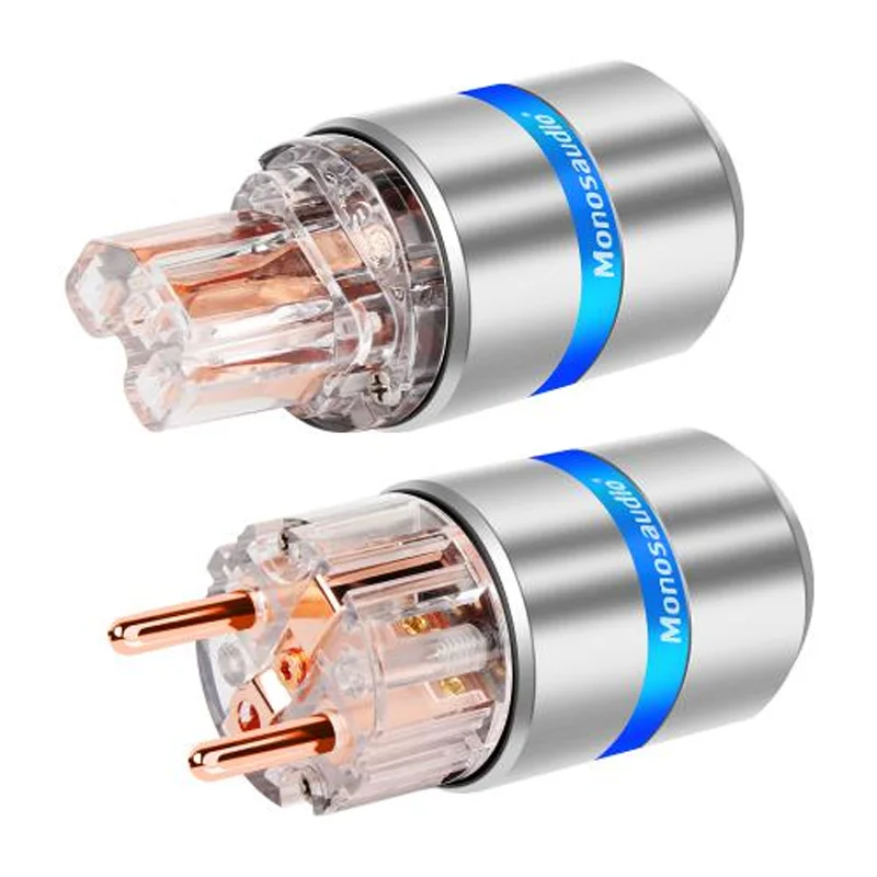 Monosaudio E107/F107 HiFi Red Pure Copper Schuko Plug Power Cable Extension Adapter EUR Version High Fidelity Audio Cable