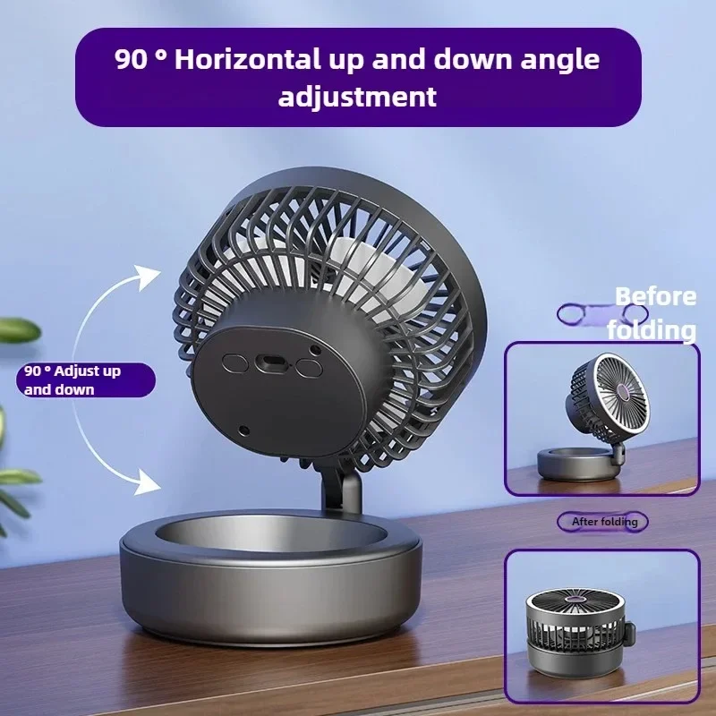 Folding Electric Fan Student Desktop Folding Light Cooling Fan Outdoor Camping Wall Hanging USB Charging Portable Ceiling Fan