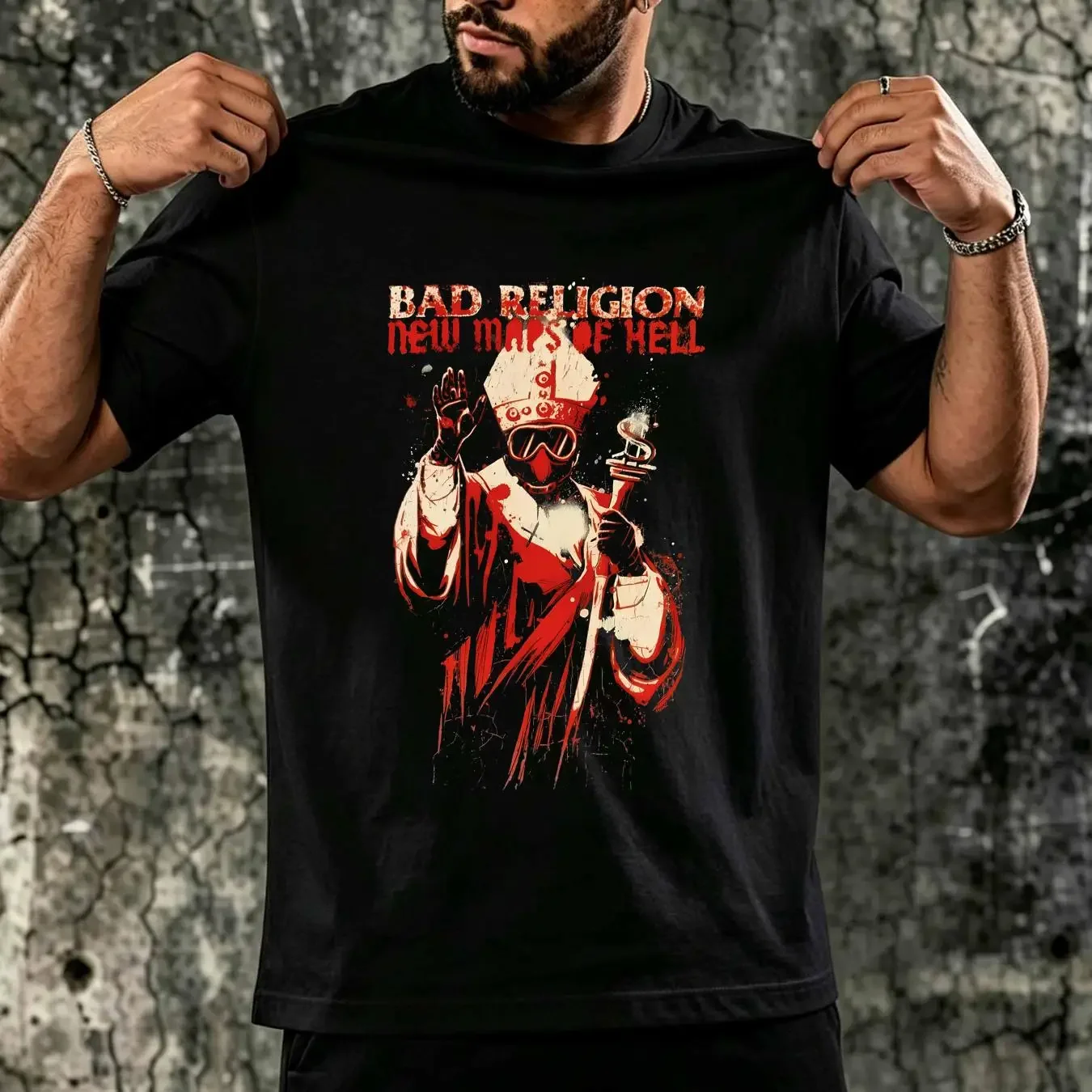 washed T Shirt Bad Religion00S10Sbad Religion Band vintage Washed designer clothes Top For Everyday Wear Stretched homme