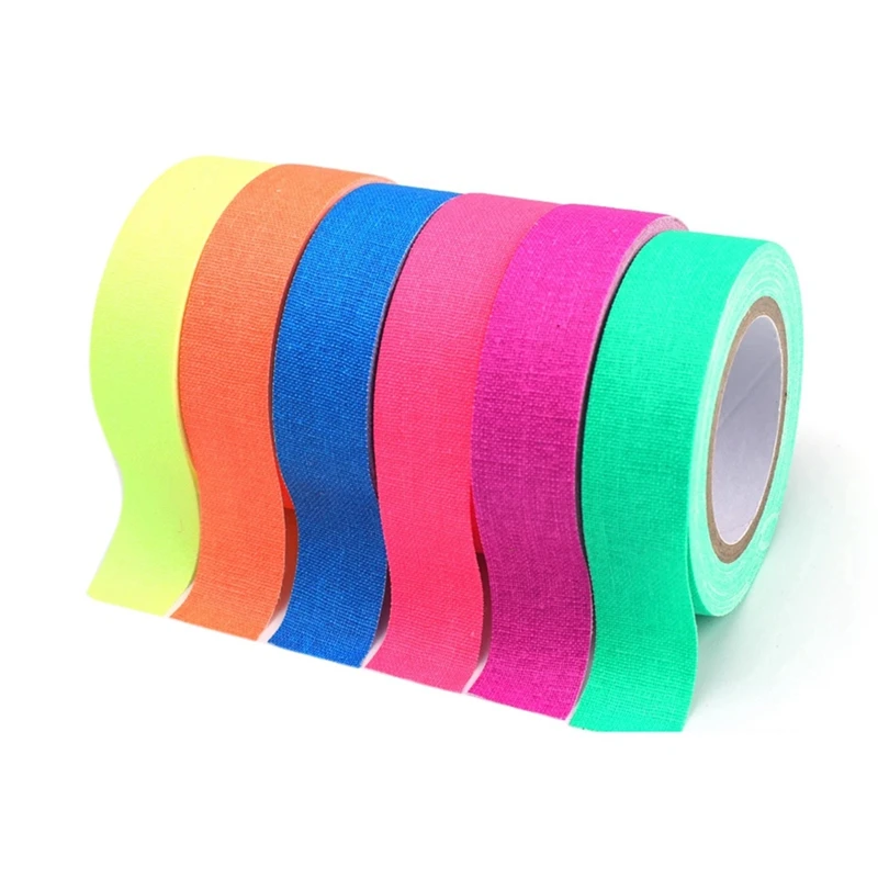Cintas de algodón con brillo UV para fiesta, cinta de neón de advertencia de seguridad, accesorios de escenario, boda, hogar, duradero, fácil de usar