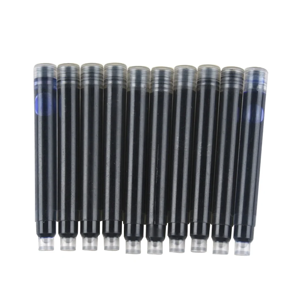 10Pcs Universal Fountain Pen Ink Refills Black Cartridge Disposable Archival Safe Quick Dry Smudge
