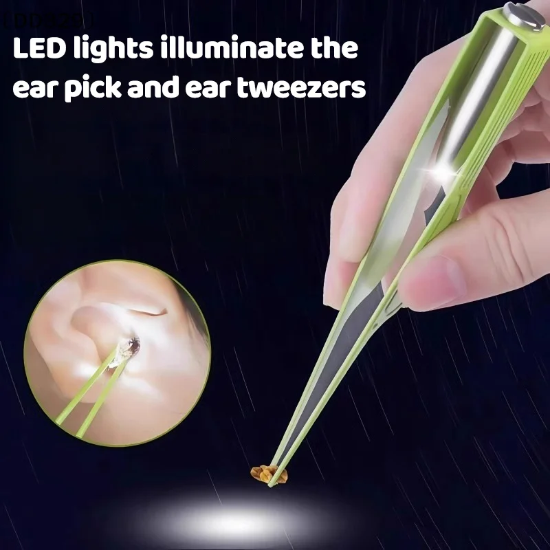 〔DD329〕Ear Cleaner Spoon LED Flash Light Ear Wax Curette Picker Visual Earpick Eer Wax Dig Remover Ear Nose Novel Tweezer