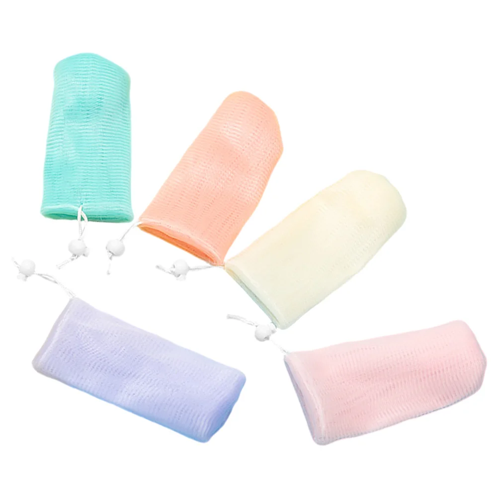 5 pezzi sacchetto di sapone esfoliante Lathering Mesh colorato Bar Scrubber Pouch rete schiumogena piccola