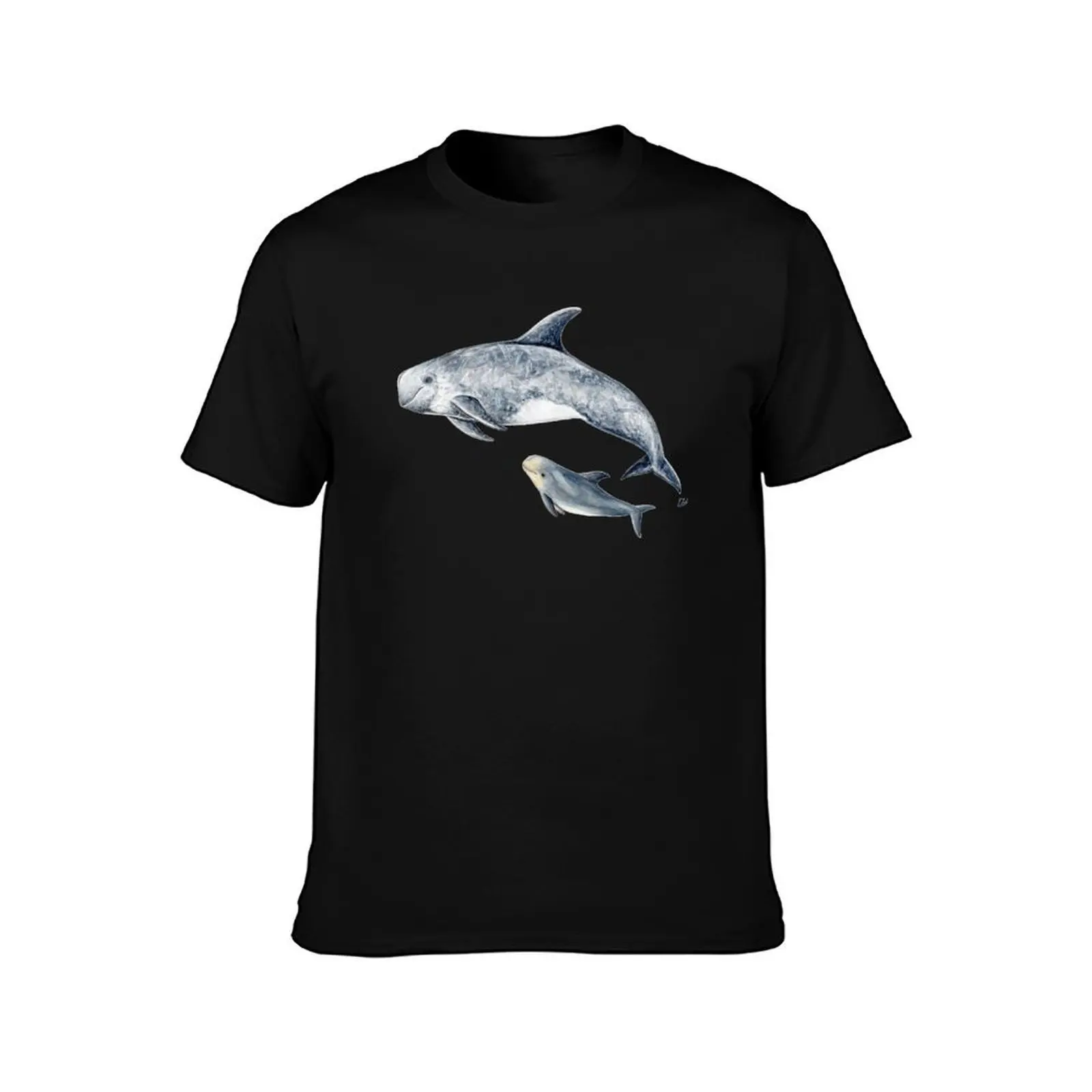 Risso?s dolphin T-Shirt, Summer Casual Cotton Tee, Oversized Streetwear Tops, Vintage Graphic Print, Loose Fit Short Sleeve